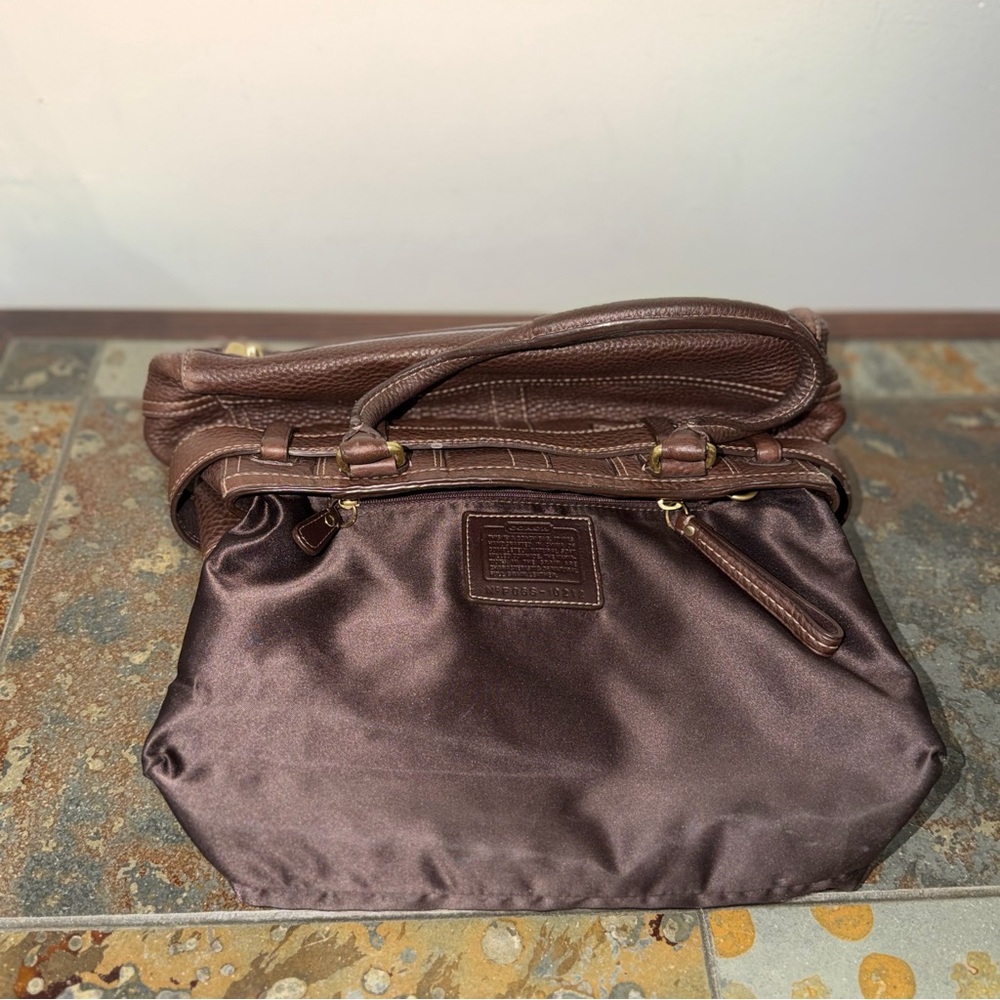 Vintage Coach Hampton Chocolate Brown Pebbled Leather Satchel Bag - Picture 11 of 14